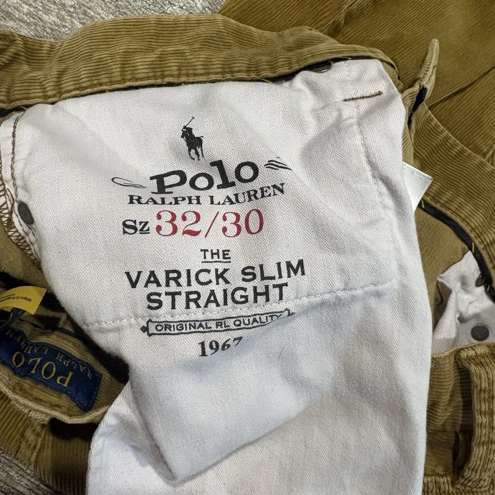Polo Ralph Lauren Varick Slim Straight Corduroy Pants Brown Men's Size 32X30